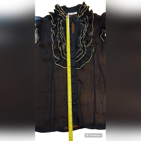 Black chiffon ruffled top size-L - Picture 4 of 8
